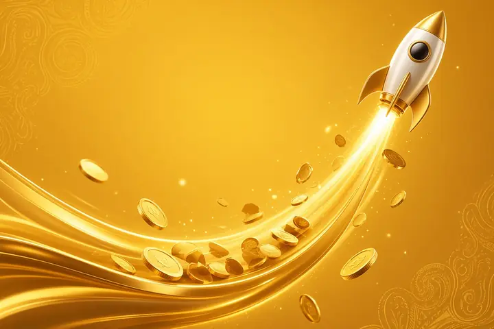 CroreBet Aviator beside a rising gold curve with a rocket and scattered coins