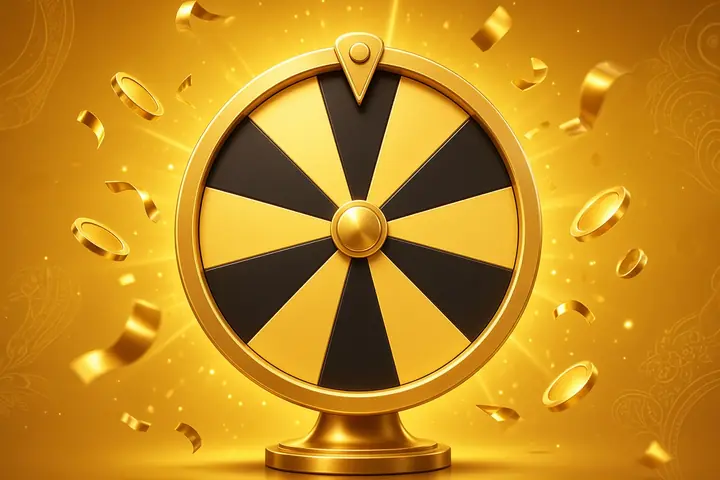 CroreBet Crazy Time wheel with black and gold segments, a pointer and confetti