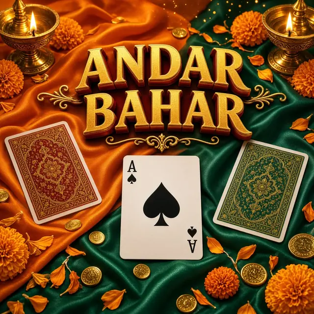 Andar Bahar, cards dealt either side of a centre card beside two lamps
