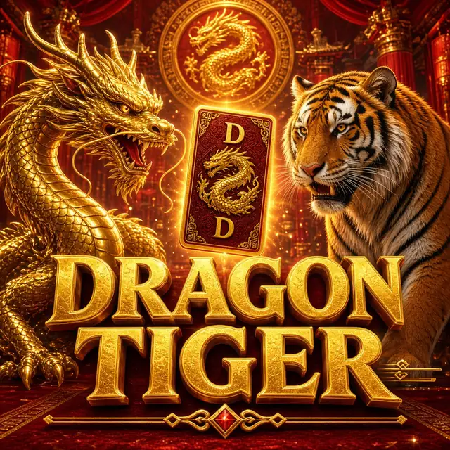 Dragon Tiger, a dragon and a tiger facing one card