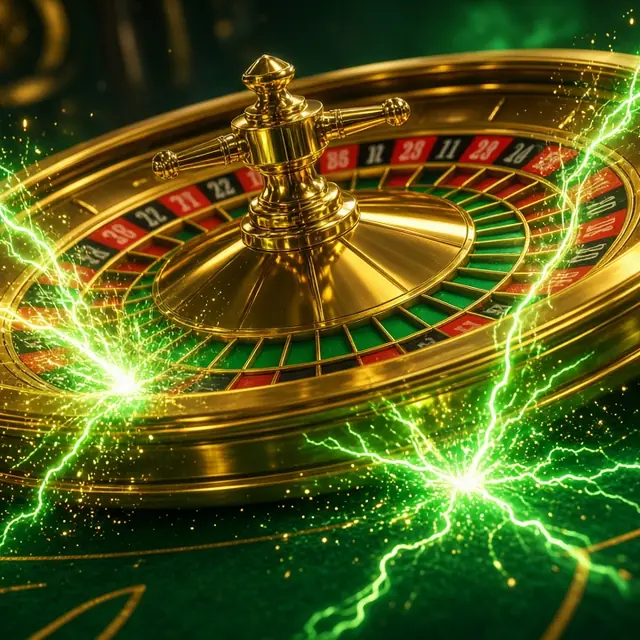 Lightning Roulette, a gold wheel struck by bolts on green felt